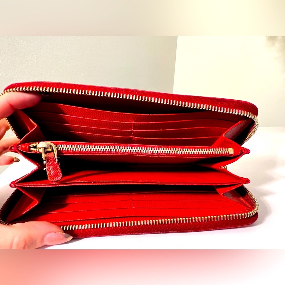 Prada Scarlet Saffiano Leather Wallet AS IS - Picture 9 of 10
